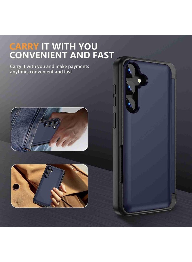 BURAQ Case Cover For Samsung Galaxy S22 5G 3 in 1 Flip Holder Phone Case(Royal Blue) - Image 2