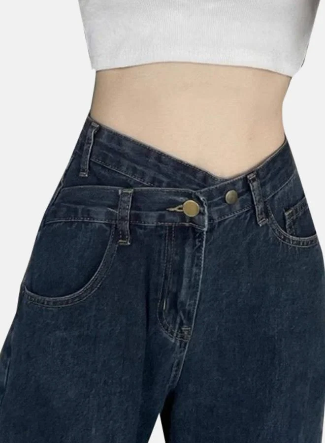يونيكي Blue Cotton Slim Fit High-Rise Jeans