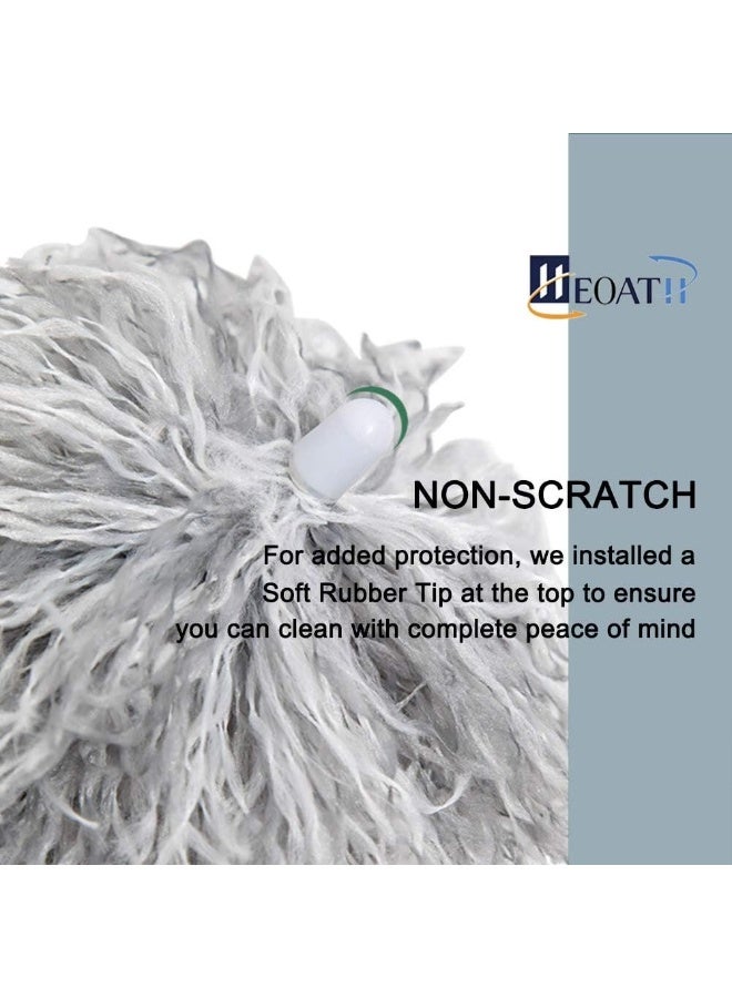 AKSONZ Telescopic Microfiber Feather Duster Grey  Extendable 76cm to 2.5m Pole, Extra Long 30-100in Cobweb Duster for Ceiling Fans, Roofs, Blinds, Furniture - Bendable, Washable, Non Scratch - Image 2