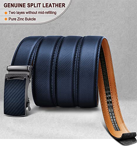KEMISANT Belt Men, Sliding Ratchet Belt Genuine Leather For Gift Mens Dress Pants Oxfords,Size Adjustable(Purplish Blue,30"-36" Waist Adjustable) - Image 3