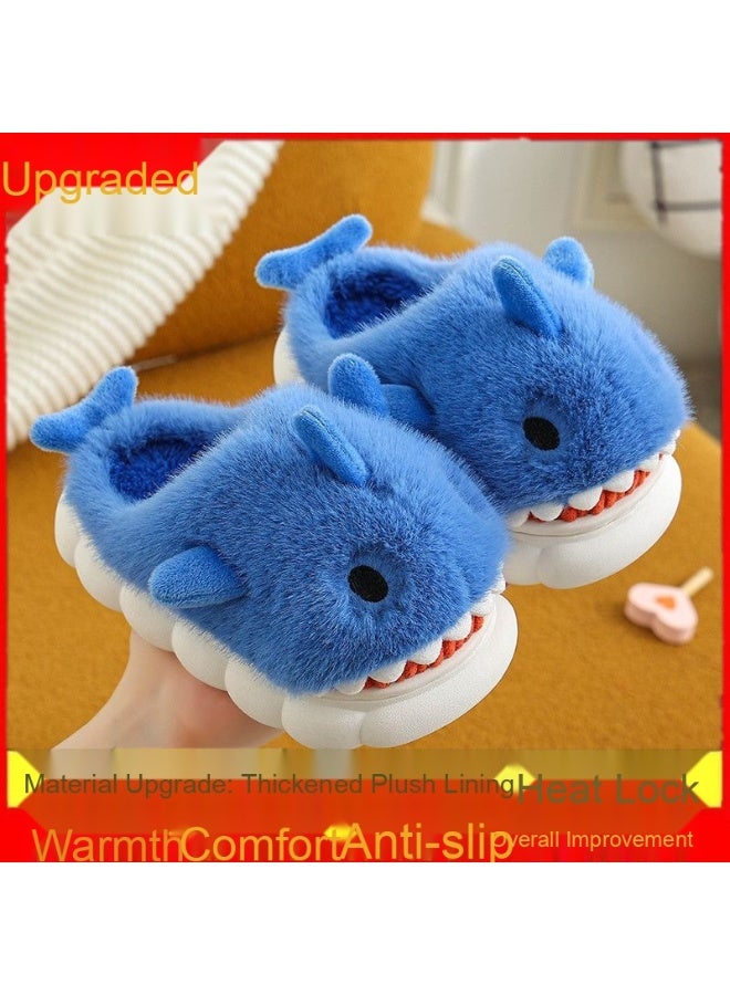 أحذية قطنية كارتونية للأطفال بشكل سمكة القرش - ضرورية لشتاء وخريف دافئ