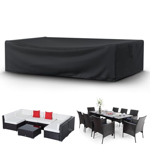 STARTWO Patio Furniture Covers Waterprpoof Tear Resistant Rectangular Outdoor Furniture Set Cover for Table Chairs and Sectional Sofa 111L x 74W x 28H - Image 1