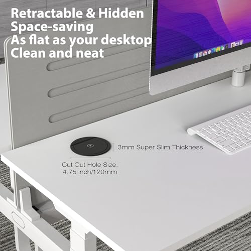 ANNQUAN 20 Amp Pop Up Countertop Outlet with 15W Wireless Charger,Max 65W Power Delivery,4.75" Pop Up Electrical Outlet with 3 Outlets 3 USB Ports for Home Office - Image 4