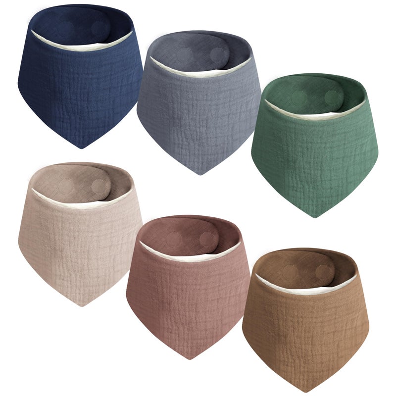GUNTAIL Magnetic Bandana Drool Bibs 6-pack - Magnetic Closure Baby Bibs - Safe, Easy, Chic Teething Bib(Classic) - Image 1
