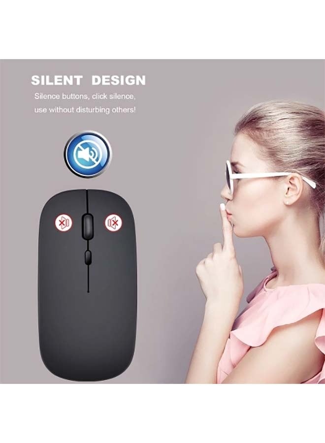 Wireless Mouse, Matte Black, Slim Rechargeable Wireless Silent Mouse, 2.4G Portable USB Optical Wireless Computer Mouse with USB Receiver - Image 3