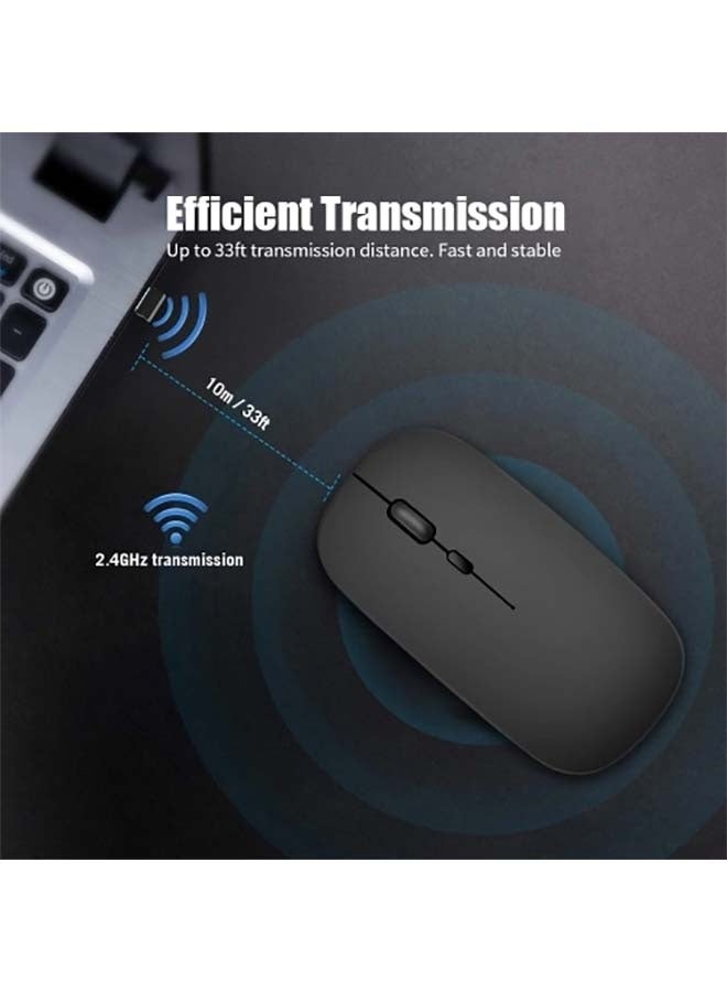 Wireless Mouse, Matte Black, Slim Rechargeable Wireless Silent Mouse, 2.4G Portable USB Optical Wireless Computer Mouse with USB Receiver - Image 4