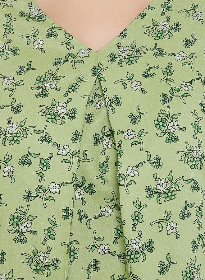 Clovia Floral Print V Neck Top and Pyjama Set - Image 5