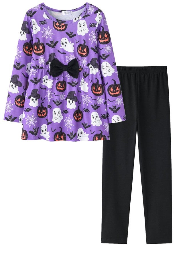 Yekaty Little 4T 5T Girls Clothes Halloween Costume Outfits Long sleeve Shits and Pants Set with Bowknot - Image 1