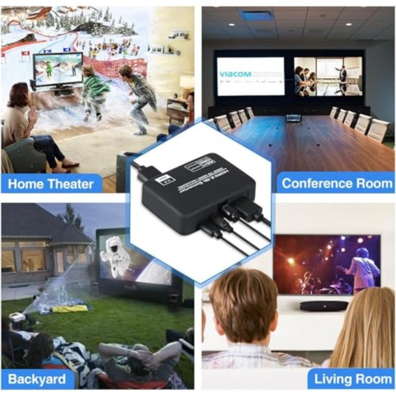 مستخرج صوت Hdmi 4K 60 هرتز Hdmi 2.0B مع قوس بصري Toslink Spdif و3.5 مم صوت ستيريو يدعم Hdcp 2.2 Pcm Dts 5.1 لمضخم صوت التلفزيون Ps5 Xbox Projector أسود - Image 2