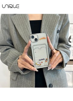 Unique For iPhone 15 Phone Case - Cartoon Planet Rocket Pattern Phone Case - Phone Case with Card Holder, Card Slot - Ultra Slim Anti-Drop Soft TPU Wallet Phone Case with Bumper - Clear Black  - Image 4
