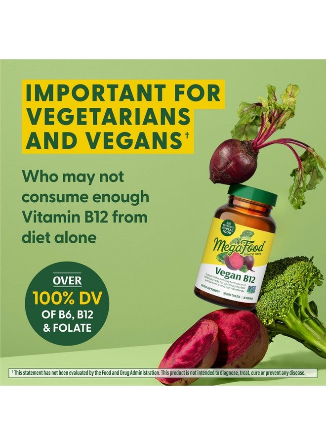 MegaFood Vegan Vitamin B12, Vitamin B Supplement with Vitamin B6, B12 Vitamins, and Folic Acid, Supports Cellular Energy Production, Nervous System Health & Cardiovascular Function - 30 Tablets - Image 4