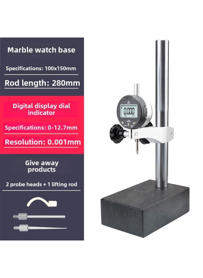 Generic Dial Indicator Accuracy 0.001 Digital Display Meter 0-12.7mm25.4 50 Set Of Height Gauge-Color:Thousand-point Table 0-12.7+100*150 (including Needle Measurement, Rod)  - Image 1