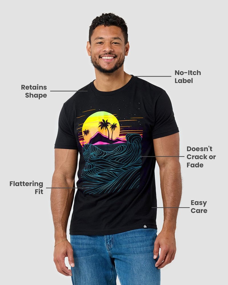 INTO THE AM Summer Islands Graphic Tee for Men - Short Sleeve Design T-Shirts (Olive Green, X-Large) - Image 3