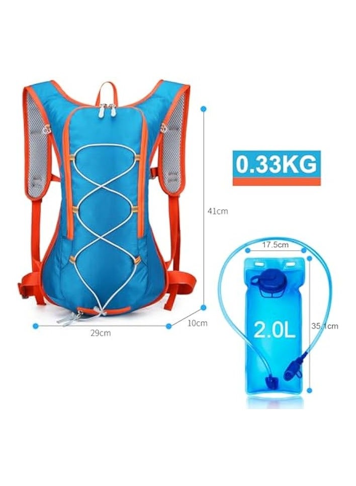Green Tiger Hydration Backpack with 2L Water Bladder Lightweight Water Backpack Thermal Insulated Tactical Backpack Rucksack for Hiking Running Camping Skiing Cycling (Blue) - Image 3