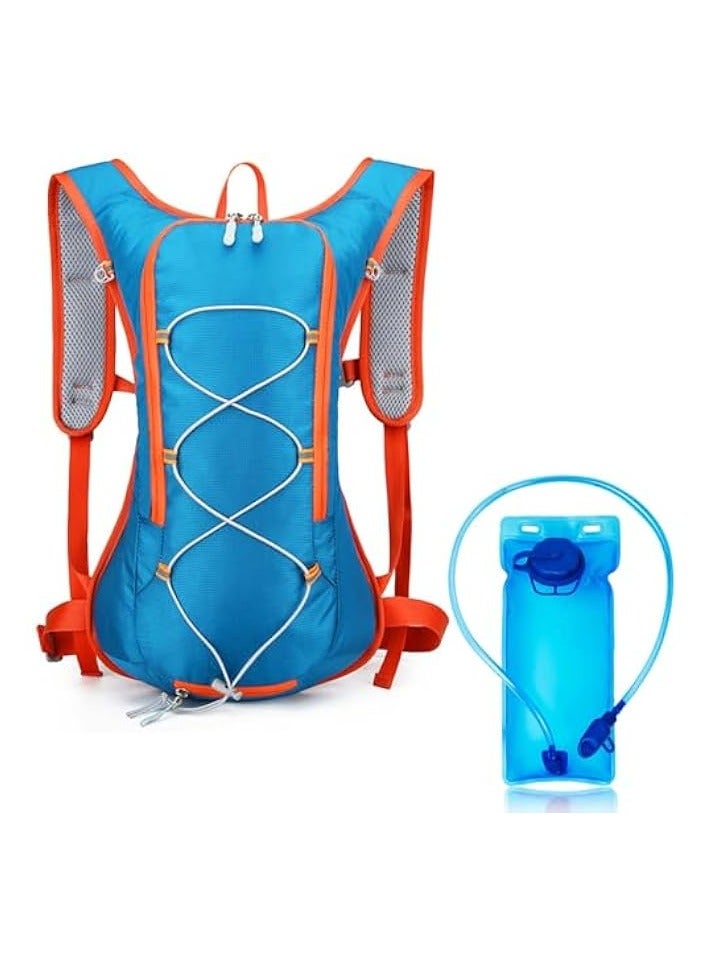 Green Tiger Hydration Backpack with 2L Water Bladder Lightweight Water Backpack Thermal Insulated Tactical Backpack Rucksack for Hiking Running Camping Skiing Cycling (Blue) - Image 1