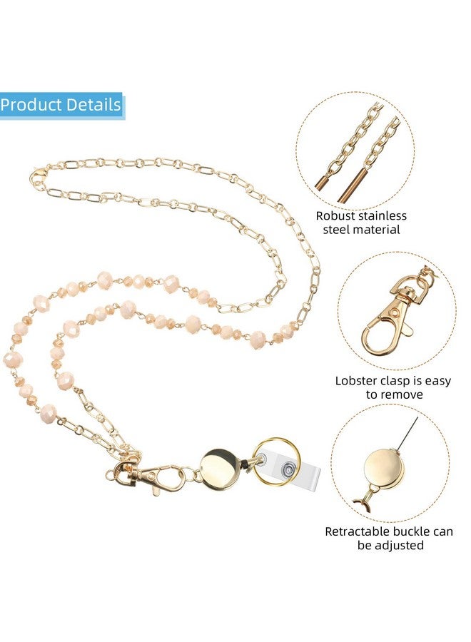 Zonon 3 Pieces Retractable Badge Reel Lanyard For Id Holder Set Necklace Name Badge Holder Lanyard Stainless Steel Beaded Chain With Waterproof Name Badge Holder Clip For Mother'S Day Present  - Image 3