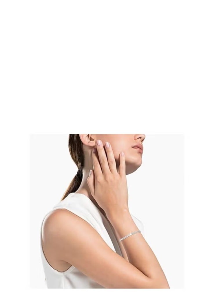 أساور للنساء مطلية بالذهب الأبيض مرصعة بالألماس AAA+ زركونيا مكعب CZ سوار كلاسيكي أنيق قابل للتعديل من الفضة مجوهرات عصرية هدية زفاف - Image 5