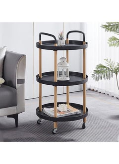 Peachjoy Coffee Tables Sofa Side Snack Table Small Mobile Trolley with Multi-layer Storage Shelves for Kitchen Living Room Bedroom Nightstand and Balcony  - Image 2