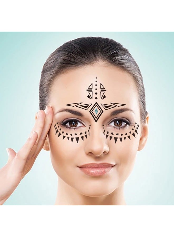 CBLUO 8 Pcs Halloween Temporary Stickers Waterproof Face Tattoos Women Masquerade Face Tattoo Glitter Flower Leaf Star Makeup Eye Forehead Body Sticker Cosplay Costume Dress Up Christmas Party Supplies - Image 5