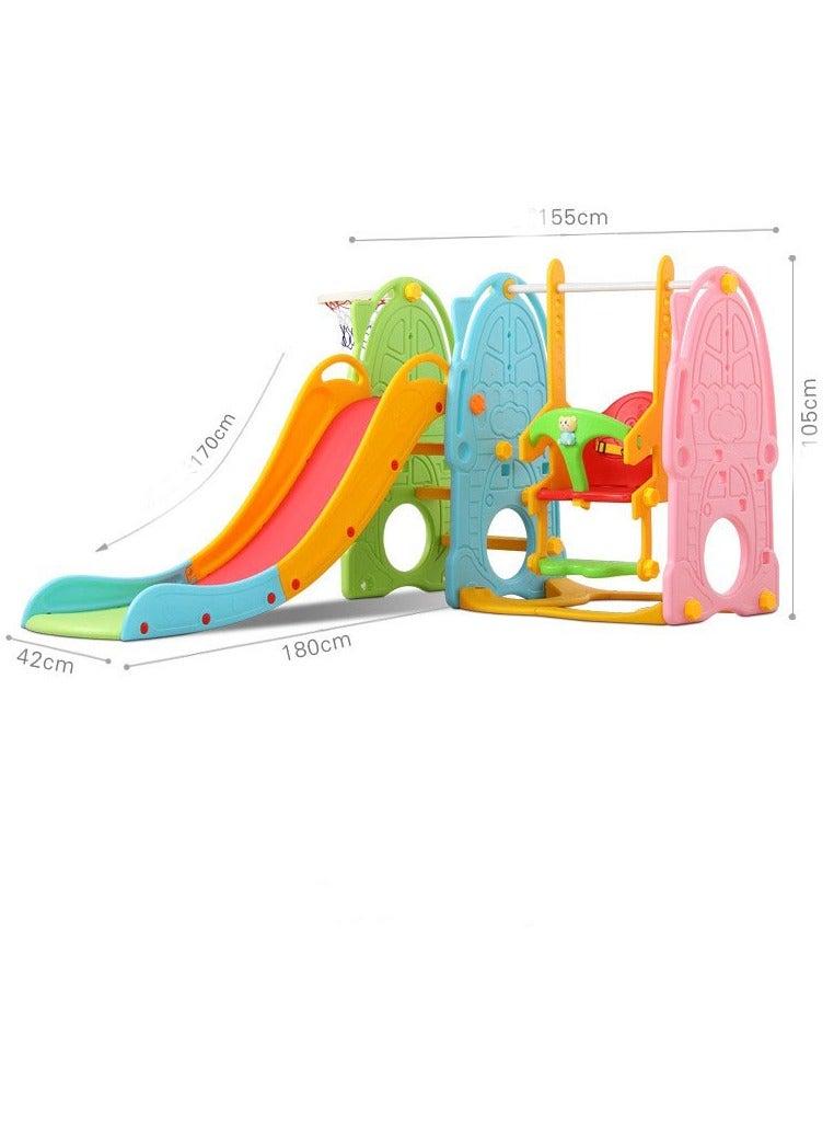 فول جوي مجموعة زحليقة وأرجوحة مع حلقة كرة سلة وموسيقي 4*1 للأطفال،مجموعة ملعب داخلي وخارجي للأطفال الصغار،مجموعة ألعاب متسلقة للأطفال - Image 3