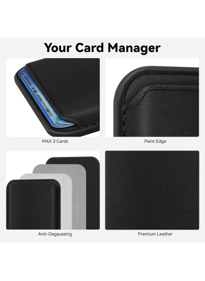 Generic - Leather iPhone Wallet Compatible with MagSafe Wallet for iPhone 13/13 Pro/13 Pro Max, iPhone 12/12 Pro/12 Pro Max, Compatible with MagSafe Case, Max 2 Cards (Black) - Image 1