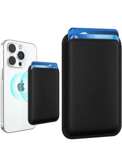 Generic Leather iPhone Wallet Compatible with MagSafe Wallet for iPhone 13/13 Pro/13 Pro Max, iPhone 12/12 Pro/12 Pro Max, Compatible with MagSafe Case, Max 2 Cards (Black)  - Image 1