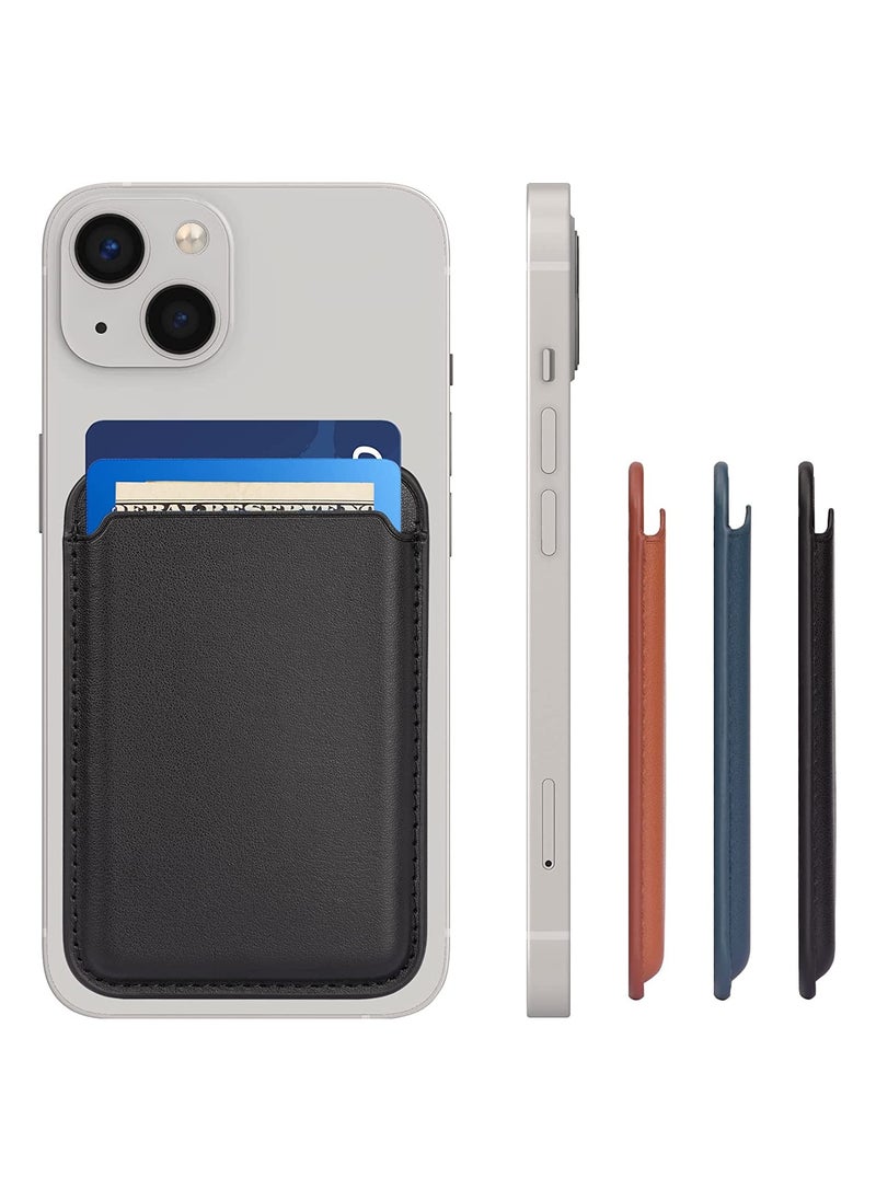 Generic - Leather iPhone Wallet Compatible with MagSafe Wallet for iPhone 13/13 Pro/13 Pro Max, iPhone 12/12 Pro/12 Pro Max, Compatible with MagSafe Case, Max 2 Cards (Black) - Image 1