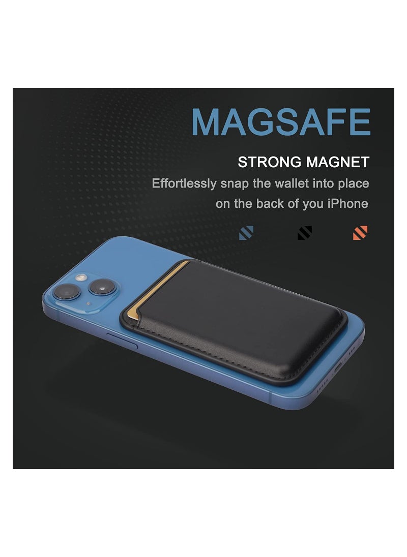 Generic - Leather iPhone Wallet Compatible with MagSafe Wallet for iPhone 13/13 Pro/13 Pro Max, iPhone 12/12 Pro/12 Pro Max, Compatible with MagSafe Case, Max 2 Cards (Black) - Image 1