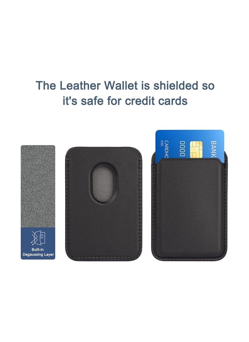 Generic - Leather iPhone Wallet Compatible with MagSafe Wallet for iPhone 13/13 Pro/13 Pro Max, iPhone 12/12 Pro/12 Pro Max, Compatible with MagSafe Case, Max 2 Cards (Black) - Image 1