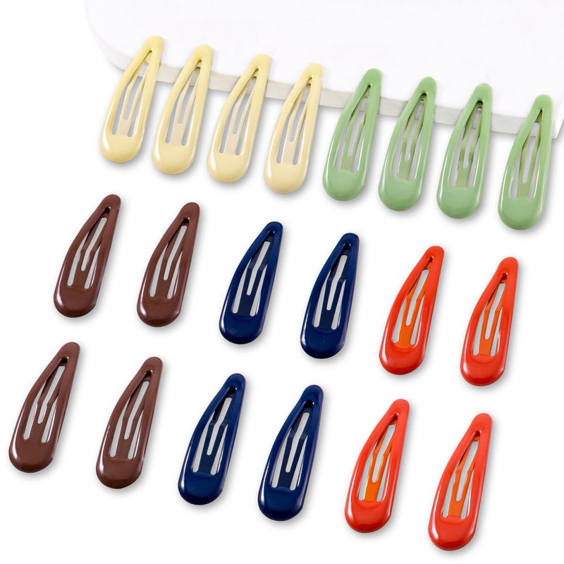 Cptots 20 PCS Metal Snap Hair Clips Water Drop No Slip Barrettes for Women Bright Small Hair Clips For Thick And Thin Fine Hair,Green Red Brown Yellow Dark Blue,1.97 x 0.5 In. - Image 1