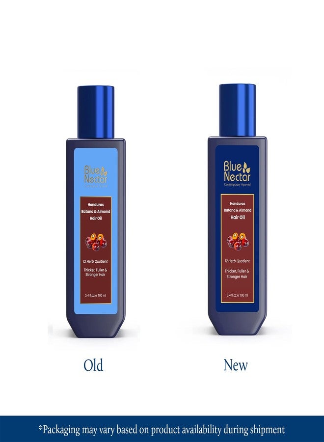 Blue Nectar Batana Oil for Thicker Hair | Pure Honduras Batana Oil for Hair Growth with Organic Almond | Ayurvedic Hair Growth for Stronger Hair (12 Herbs, 100 ml) - Image 2