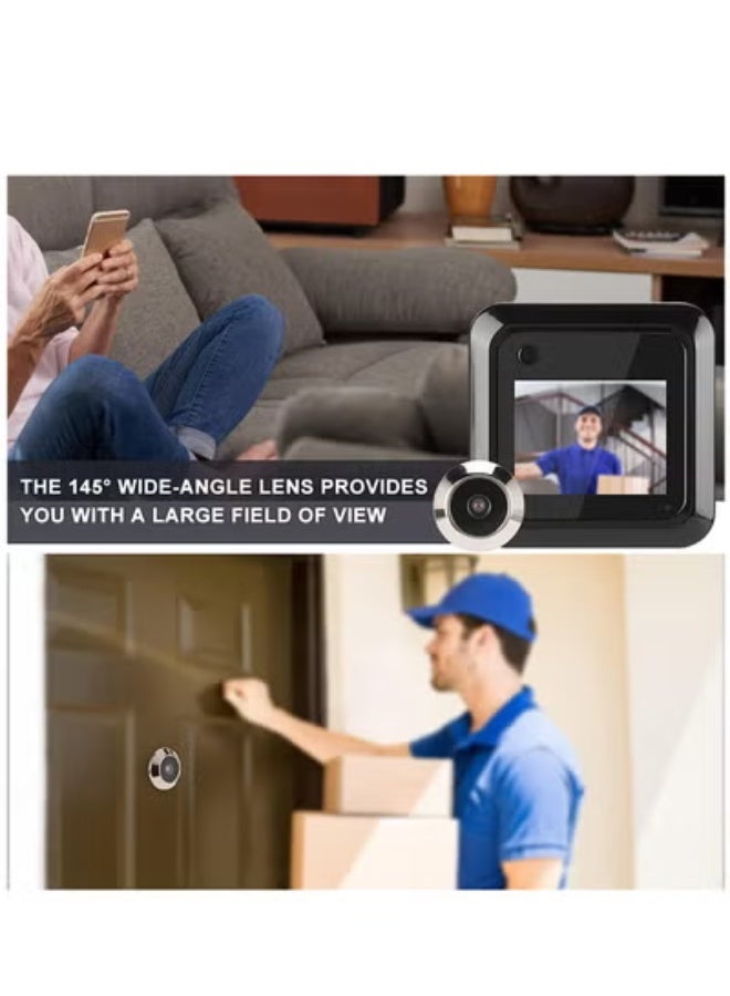 ارواق عارض الباب الرقمي، عارض الباب الذكي 2.4 بوصة - شاشة TFT LCD، تسجيل صور الكاميرا 0.3 ميجابكسل، عارض ثقب الباب بزاوية واسعة 95 درجة، لسمك لوحة الباب 35-110 مم - Image 4