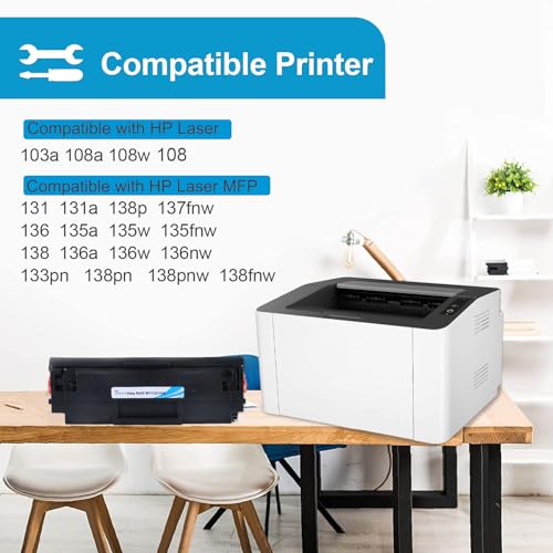 proffisy 110A Toner Cartridge Easy Refill Compatible with HP Laser 103a,108a,108w,108,MFP 131,131a,133pn,135a,135w,135fnw,136,136a,136nw,136w,137fnw,138,138p,138pn,138pnw,138fnw-1 pcs - Image 4