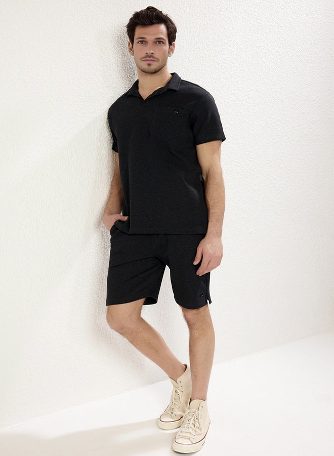 trendyol Regular/Normal Cut Textured Fabric Label Polo Collar Thick Tracksuit Set - Image 2