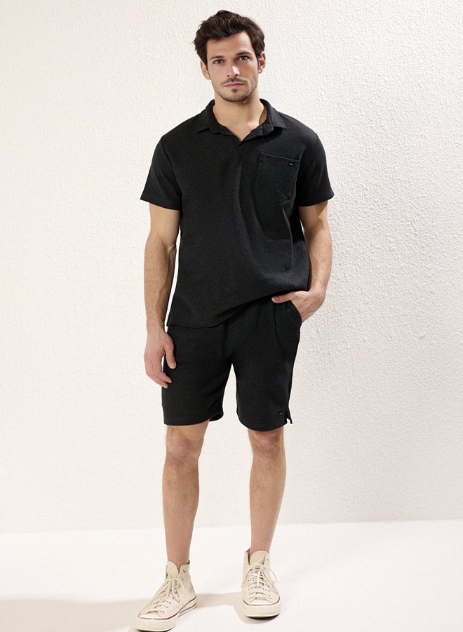 trendyol Regular/Normal Cut Textured Fabric Label Polo Collar Thick Tracksuit Set - Image 1