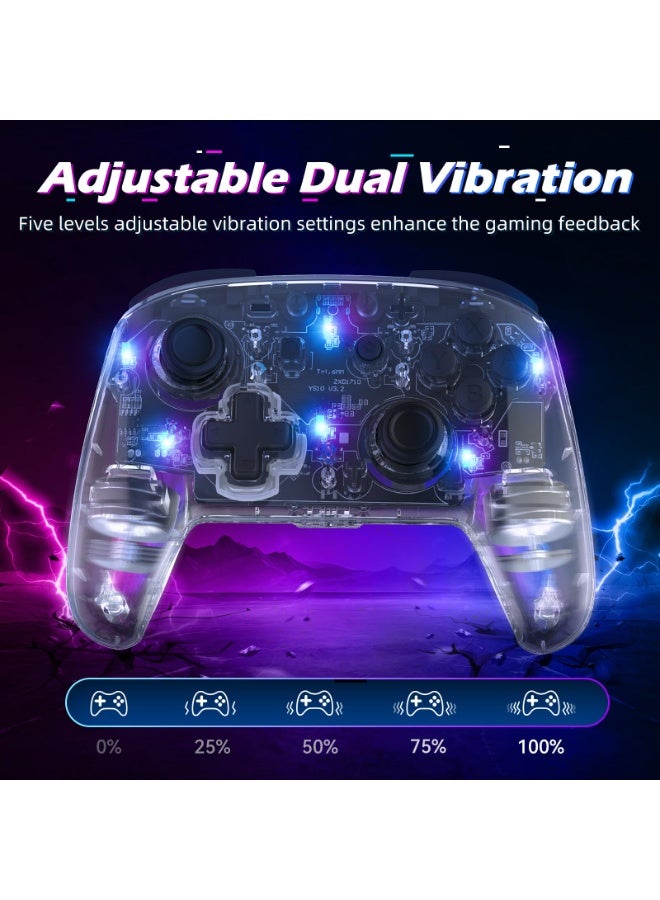 IINE Wireless Switch Pro Controller, Pro Controller Compatible with Switch/OLED/LITE, Gamepad Switch Remote with RGB Light/Programmable/Vibration/Gyro Axis/Adjustable Turbo/Wake Up - Image 4