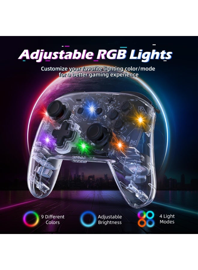 IINE Wireless Switch Pro Controller, Pro Controller Compatible with Switch/OLED/LITE, Gamepad Switch Remote with RGB Light/Programmable/Vibration/Gyro Axis/Adjustable Turbo/Wake Up - Image 2