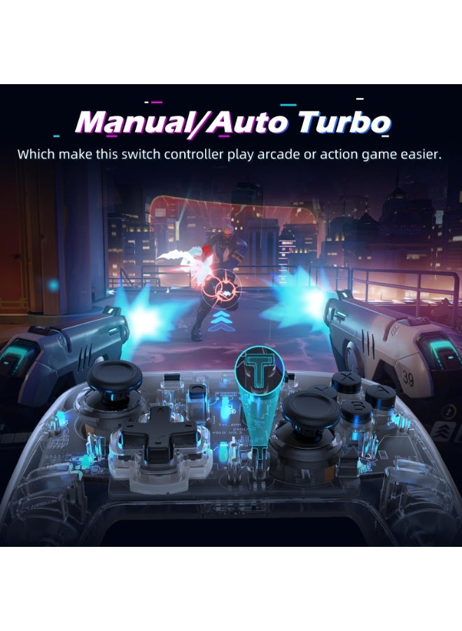 IINE Wireless Switch Pro Controller, Pro Controller Compatible with Switch/OLED/LITE, Gamepad Switch Remote with RGB Light/Programmable/Vibration/Gyro Axis/Adjustable Turbo/Wake Up - Image 5