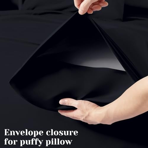BYSURE 6 Pieces Bed Sheets Set(Queen, Black) - Hotel Luxury Super Soft 1800 Thread Count 100% Microfiber Sheets with Deep Pockets, Wrinkle & Fade Resistant - Image 5