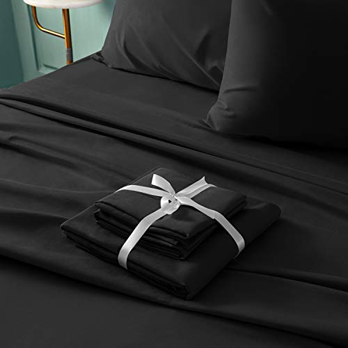 BYSURE 6 Pieces Bed Sheets Set(Queen, Black) - Hotel Luxury Super Soft 1800 Thread Count 100% Microfiber Sheets with Deep Pockets, Wrinkle & Fade Resistant - Image 4