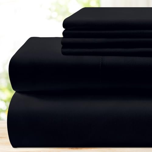 BYSURE 6 Pieces Bed Sheets Set(Queen, Black) - Hotel Luxury Super Soft 1800 Thread Count 100% Microfiber Sheets with Deep Pockets, Wrinkle & Fade Resistant - Image 1