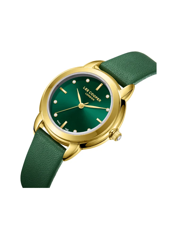 لي كوبر LEE COOPER LC08025.175 Women's Analog Display Watch & Leather Strap Dark Green