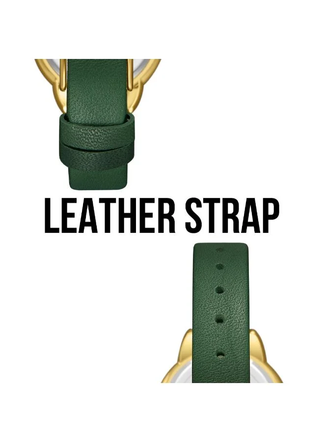 Lee Cooper LEE COOPER LC08025.175 Women's Analog Display Watch & Leather Strap Dark Green