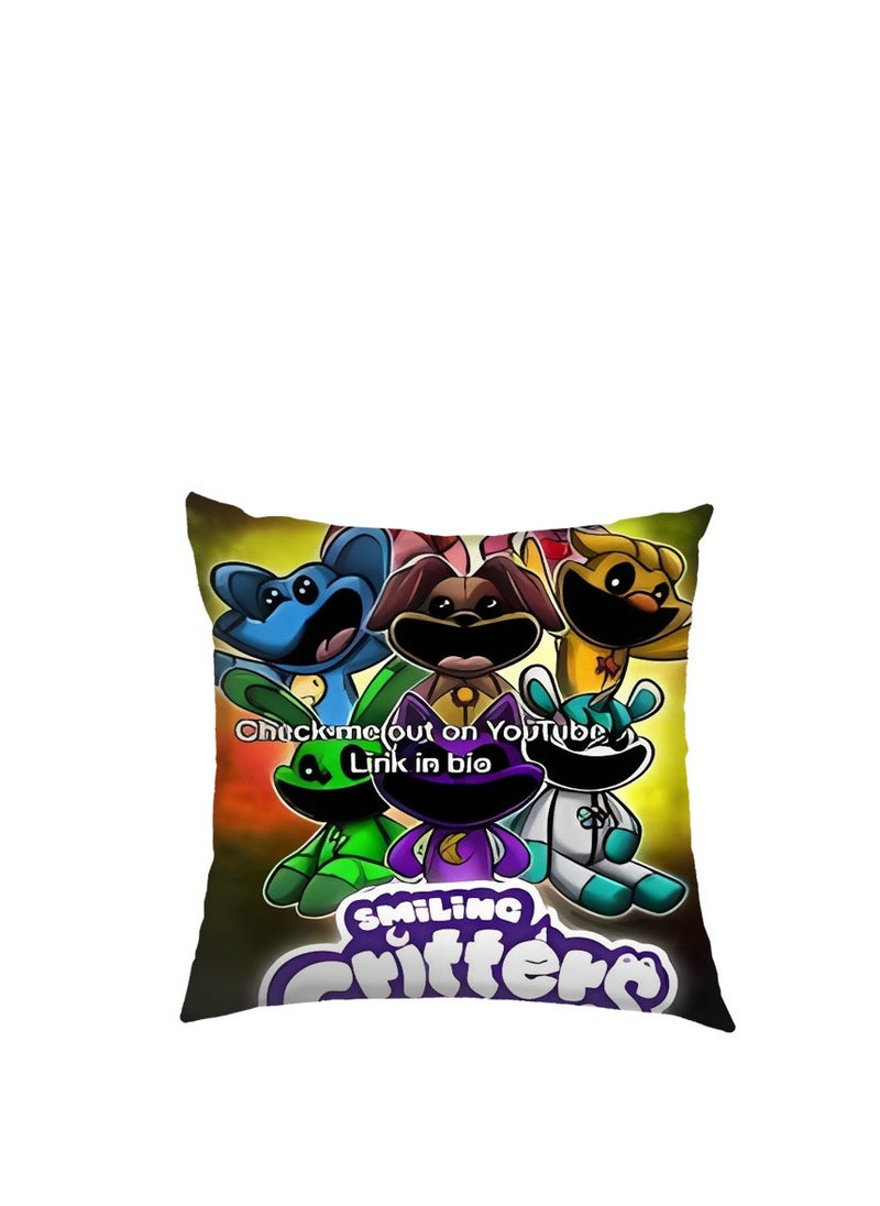 Y&D Smiling Critters Throw Pillow Covers,Case Cover Square Cushion Cover,Smiling Critters Cartoon peripheral,Animal Cushion Covers Pillow Case Cover for Sofa Car Bedroom Home Decor  - Image 1