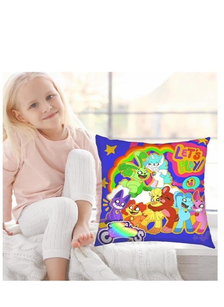 Y&D Smiling Critters Throw Pillow Covers,Case Cover Square Cushion Cover,Smiling Critters Cartoon peripheral,Animal Cushion Covers Pillow Case Cover for Sofa Car Bedroom Home Decor  - Image 2