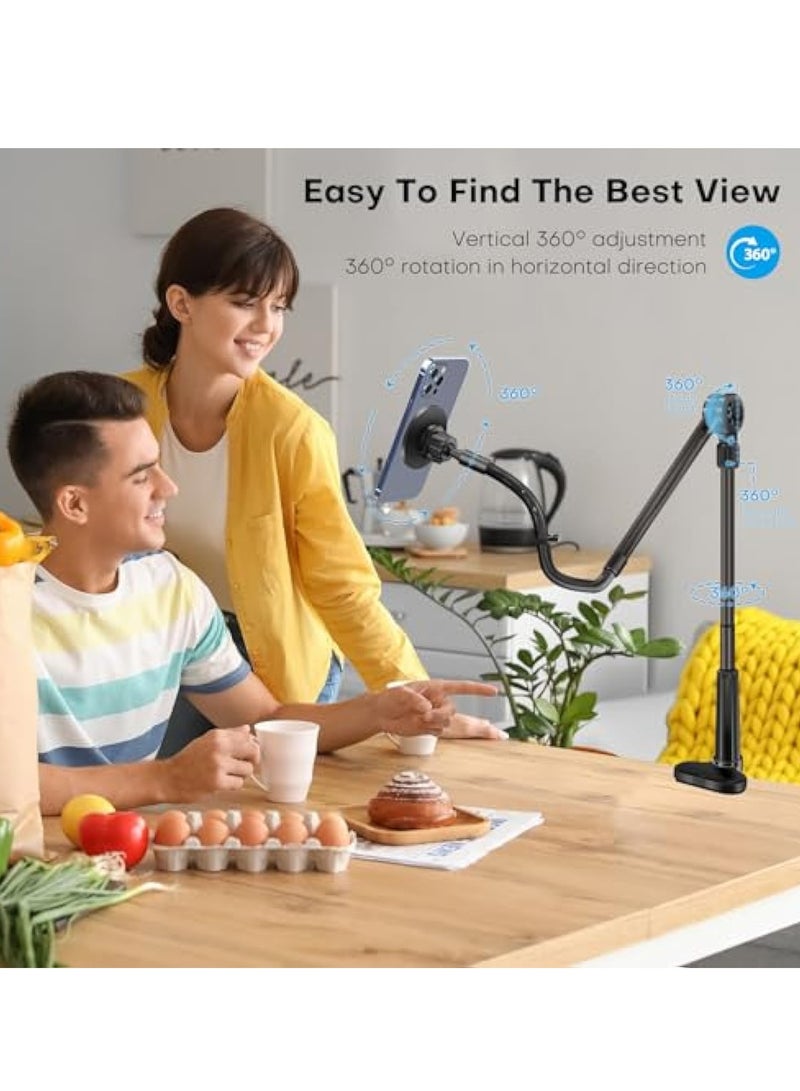 KASTWAVE Gooseneck Phone Holder, for Mag-Safe, Cell Phone Mount Clamp for Desk, Flexible Mount Clamp Clip, Magnetic Overhead Cell Phone Mount Stand, Fully Adjustable Phone Holder, Gooseneck Bed Phone Holder - Image 3