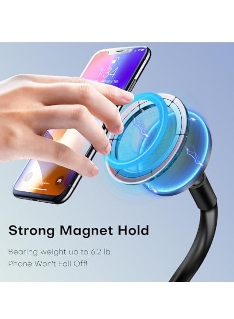 KASTWAVE Gooseneck Phone Holder, for Mag-Safe, Cell Phone Mount Clamp for Desk, Flexible Mount Clamp Clip, Magnetic Overhead Cell Phone Mount Stand, Fully Adjustable Phone Holder, Gooseneck Bed Phone Holder - Image 5