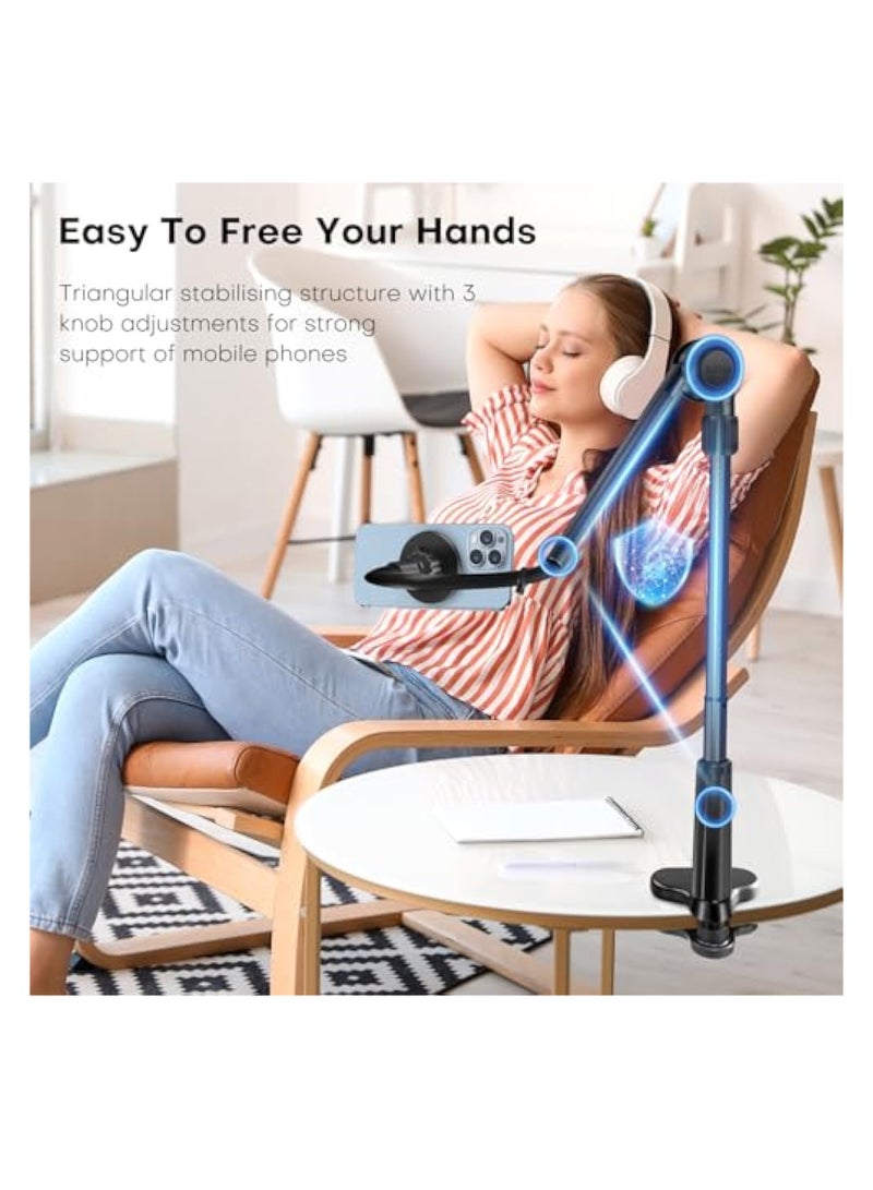KASTWAVE Gooseneck Phone Holder, for Mag-Safe, Cell Phone Mount Clamp for Desk, Flexible Mount Clamp Clip, Magnetic Overhead Cell Phone Mount Stand, Fully Adjustable Phone Holder, Gooseneck Bed Phone Holder - Image 2