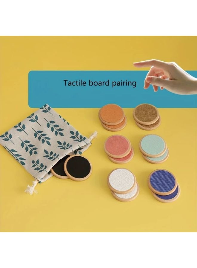 Wooden Tactile Matching Game 14Pcs For Kids Enhances Hand Eye Coordination And Color Recognition - Image 1