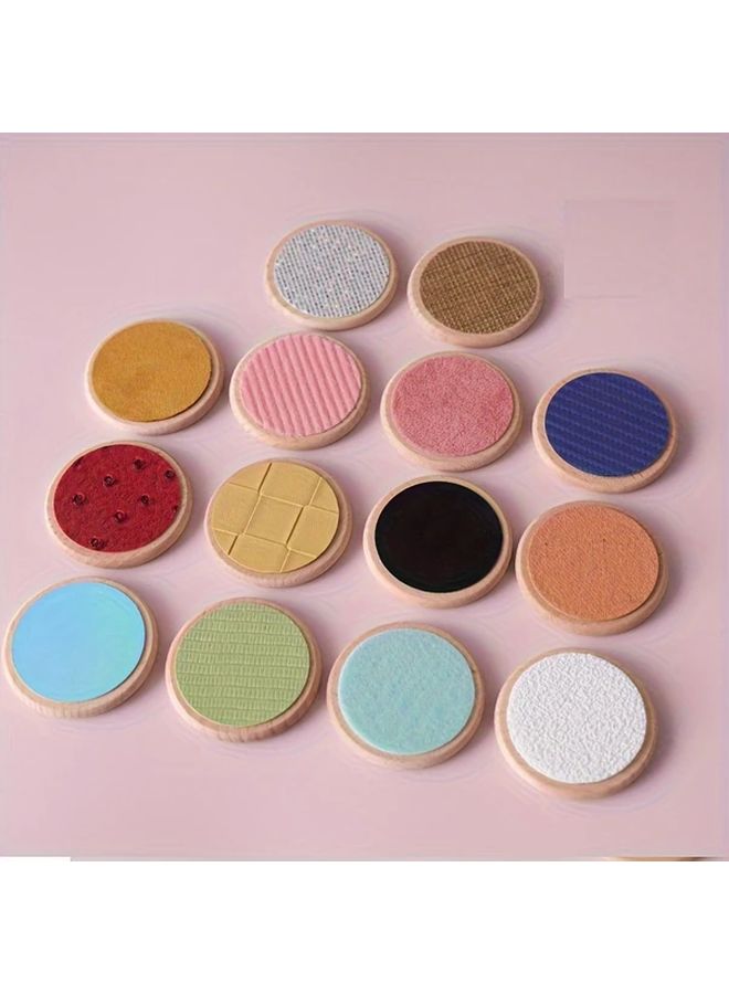 Wooden Tactile Matching Game 14Pcs For Kids Enhances Hand Eye Coordination And Color Recognition - Image 3